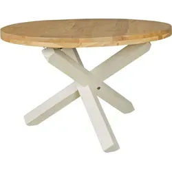 Design Esszimmertisch BOHA rund Ø 120 cm x 75 cm Akazie Massiv-Holz | Landhaus Esstisch 4 Personen | Küchentisch Tisch für Esszimmer braun - Braun