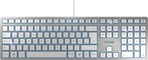 CHERRY KC 6000 SLIM - Ultraflache Kabeltastatur mit belgischem Layout (AZERTY), leise Tasten und langlebiger Beschriftung für ermüdungsfreies Arbeiten