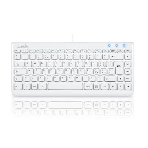 Perixx PERIBOARD-407 Mini-Tastatur mit Kabel, ultradünn und tragbar, weiß, italienisches Layout