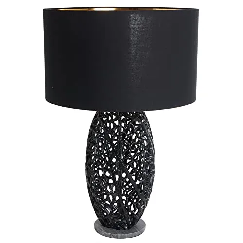 Riess Ambiente Tischleuchte ABSTRACT LEAF in Schwarz – Modernes Design mit Marmorfuß - Elegante Tischlampe mit schwarzem Stoffschirm und stabiler Marmorbasis. Perfekt für stimmungsvolle Beleuchtung in jedem Wohnraum. Einzigartiges Design, das sich harmonisch in verschiedene Einrichtungsstile einfügt.