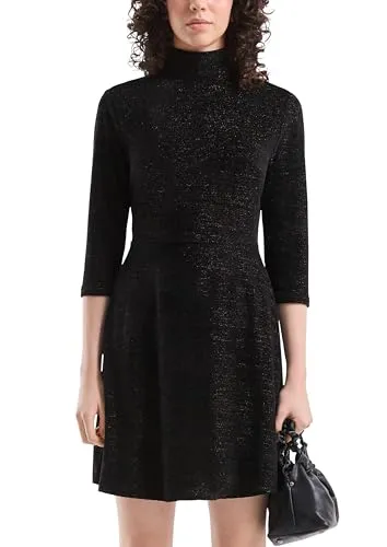 QS Damen 2174449 Samtkleid, Grey/Black, XL