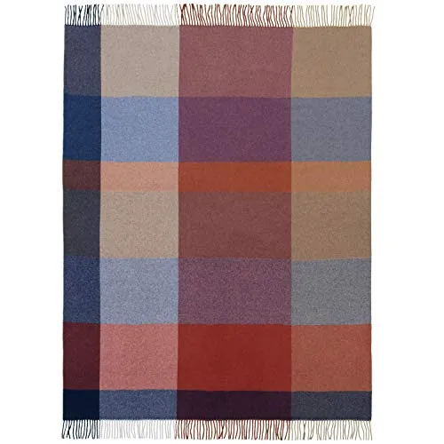 Biederlack Plaid, Bunt, 130x170 - Elegante Sofadecke mit Kaschmir - Sofaüberwurf aus 80% Wolle und 20% Kaschmir, vereint Eleganz und Gemütlichkeit. Die bunten Fransen und herbstlichen Trendfarben machen diese Decke zum Hingucker.