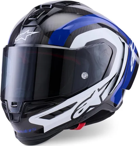 Alpinestars Supertech R10 Arius Helm, schwarz/weiß/blau, XS (53/54) - Hochleistungs-Rennhelm mit modernster Multi-Composite-Technologie für ultimativen Schutz und Komfort. Ideal für Rennstrecke und lange Touren, bietet er ein großes Sichtfeld und ein effektives Belüftungssystem.