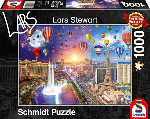 Schmidt Spiele 59907 Lars Stewart, Las Vegas, Night and Day, 1000 Teile Puzzle
