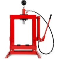 EBERTH Werkstattpresse 10t hydraulisch mit Manometer - Werkstattpresse für bis zu 10 Tonnen Presskraft, ideal für präzises Arbeiten im KFZ- und Heimwerkerbereich. Inklusive Manometer für Druckkontrolle und automatischem Kolbenrückzug.
