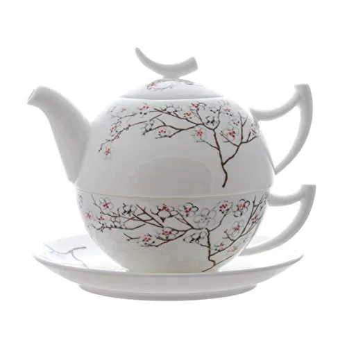 TeaLogic Tea for One Set White Cherry - Fine Bone China