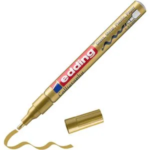 Edding Lackmarker 753, gold, 1-2.5 mm Strichbreite - Wasserfester Lackmarker für kreative Projekte auf Papier, Glas, Metall und mehr. Mit spezieller Keilspitze für präzise Strichbreiten und leuchtenden Farben.