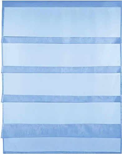 Bestlivings Transparente Bistrogardine Raffoptik mit Stangendurchzug in Voile, schlicht und modern in vielen erhältlich (80 x 110 cm/blau - Mittelblau)