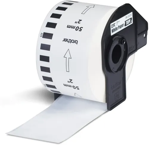 Brother Etikettenrolle Endlosetiketten 50mm x 30,48m - Hochwertige Endlos-Etiketten für Brother Etikettendrucker, ideal für dauerhafte Beschriftungen mit einer Breite von 50mm und einer Rollenlänge von 30,48m.