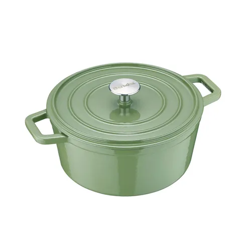 Bräter B.IRON Kochtopf 24 cm – Gusseisen von Berndes - Brat- & Grillpfannen, runder Gusseisen-Bräter mit Antihaftbeschichtung, spülmaschinenfest und ideal für alle Herdarten, inklusive Induktion.