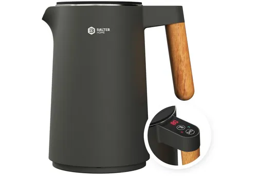 BALTER Edelstahl Wasserkocher mit Temperatureinstellung - Wasserkocher mit LCD-Temperaturanzeige und Warmhaltefunktion, doppelwandig für sichere Handhabung, BPA-frei und 2200W Leistung für schnelles Erhitzen.