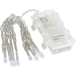 Linder Exclusiv GmbH LED-Lichterkette, Batterie Außen 1,35m 10 LEDs kaltweiß 6/18h Timer transparent