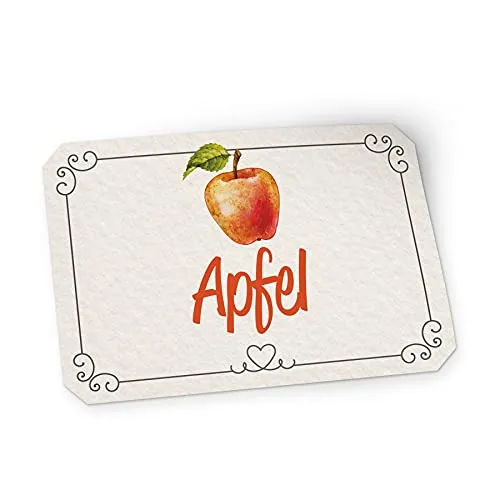itenga 50x Marmeladen Etikett Apfel Aufkleber Sticker Landhausstil hell selbstklebend für Marmelade Einmachgläser Geschenke - hochwertiges Papier - 4,5x3cm auch als Flaschenetikett verwendbar