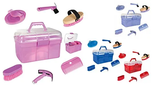 HKM 10475 Putzkiste Light - 6-teiliges Putzset für Pferdepflege - Pferdehalfter mit hochwertigem Putzzeug, ideal für die gründliche Pflege und Verwöhnung Ihres Pferdes.