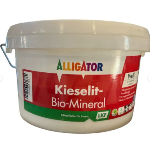Alligator Kieselit Bio-Mineral Silikatfarbe 2,5L - Umweltfreundliche Innenfarbe in elegantem Weiß, ideal für Wände und Mauerwerk. Wasserbasierte, matte Oberfläche für ein angenehmes Raumklima.