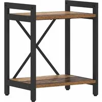 vidaXL Bücherregal aus alter Eiche & schwarzem Stahl - Industrielles Regal mit verstellbaren Füßen und Kreuzstruktur für optimale Stabilität. Ideal für stilvollen Stauraum in jedem Raum.