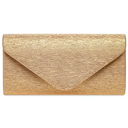 Caspar TA518 Damen kleine elegante Glanz Clutch Tasche Abendtasche, Farbe:roségold, Größe:Einheitsgröße