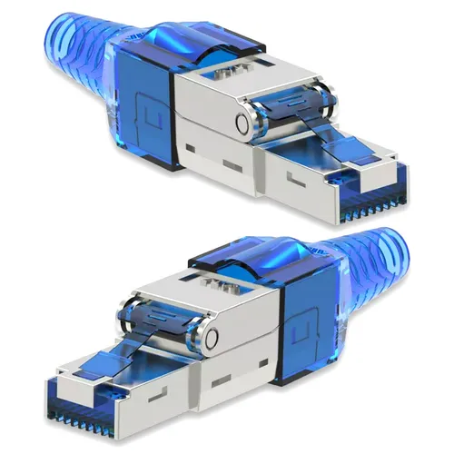 2x Netzwerkstecker CAT 7 Werkzeuglos RJ45 Netzwerk Stecker Verlegekabel Metall