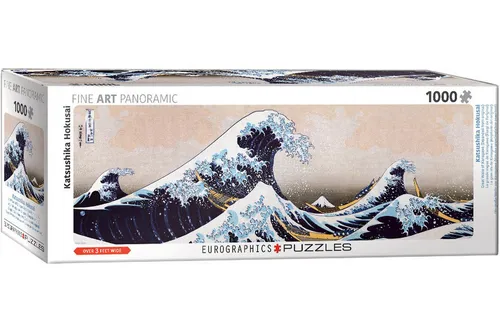 Puzzle 1000 Teile Panorama Puzzle - Puzzle - Hokusai - Die große Welle vor, Puzzleteile