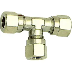 Riegler T-Verschraubung, Rohr-Außen-Ø 10 mm, SW 13, SW1 19, Messing vern.