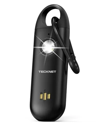 TECKNET Persönlicher Sirenen für Frauen, Taschenalarm mit 130dB Sirene und LED Signalleuchte, USB Type-C Wiederaufladbar Self Defense, Persönlicher Alarm, Kinder, ältere Menschen, Nachtschicht