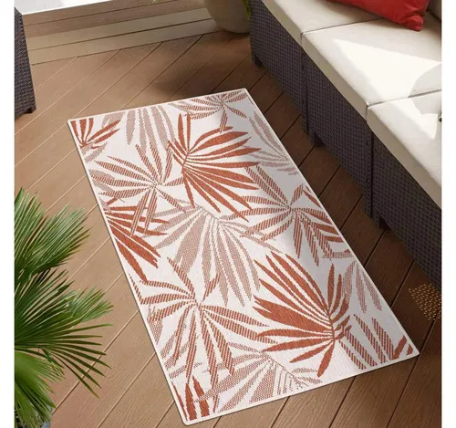 carpet city Outdoor-Teppich DuoRug, Rot, 80x150 cm - Wendeteppich für drinnen und draußen, pflegeleicht und UV-beständig – ideal für Terrasse, Balkon oder Wohnräume.