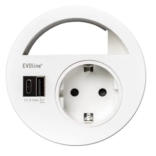 EVOline Circle80 Einbausteckdose mit USB-Charger A/C, weiß