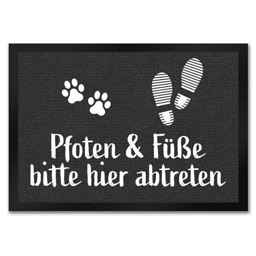trendaffe - Pfoten und Füße Bitte Hier abtreten Fußmatte mit Abdruck Hund Hunde Pfote Tier