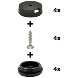 WAGNER design yourself Klick-Gleiter QuickClick® Möbelgleiter, Stuhlgleiter, Kunststoffgleiter, I 4er-Set zum Anschrauben I 4x Basis + Schraube + Gleiteinsatz austauschbar - Kunststoff BLACK - Durchmesser Ø 17, 20, 25, 30, 40, 50 mm - Made in DE Ø 2.0 cm