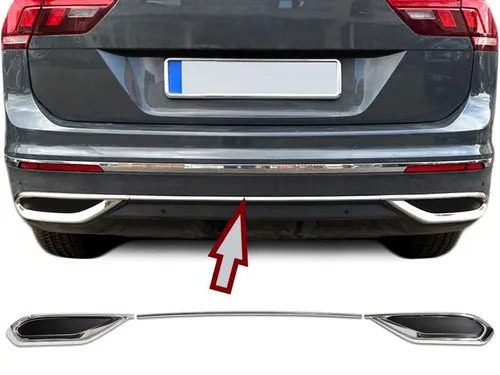 EDELSTAHL AUSPUFF ATTRAPPEN für VW Tiguan II + Allspace Facelift