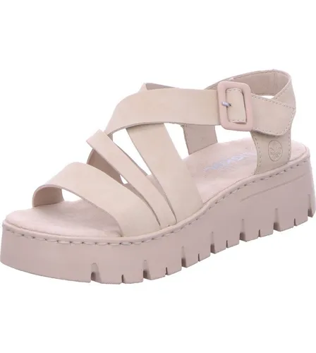 Rieker Sandale beige 41 EU - Wanderschuhe in Größe 41, ideale Sandale mit flachem Stil und praktischem Klettverschluss für optimalen Komfort auf Ihren Abenteuern.