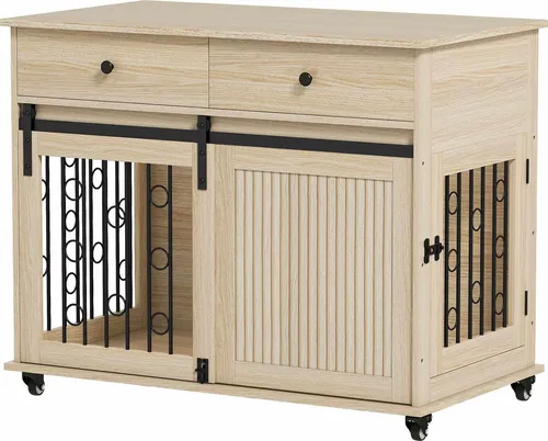 Hundebox auf Rollen mit 2 Türen und Stauraum