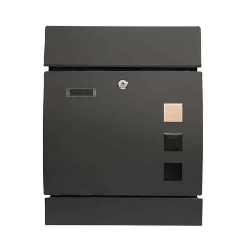 HTI-Living Briefkasten Amin Anthrazit, gewölbt - Moderner Briefkasten mit gewölbter Front und Sichtfenster, wetterfest und korrosionsbeständig, ideal für eine dekorative Hauswand.