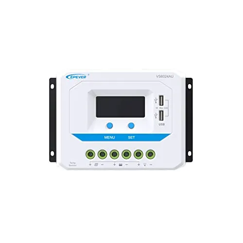 EPEVER® VS6024AU PWM Laderegler 60A - Solarladeregler mit automatischer Erkennung für 12V/24V Systeme, LCD-Display für einfache Überwachung und optimale Ladeleistung.