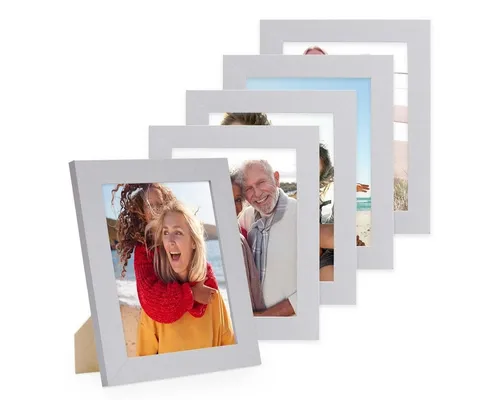 PHOTOLINI Bilderrahmen 5er Set breite Rahmen, extra Zubehör, (5er Set), im modernen Stil für Ihre stilvolle Wanddekoration