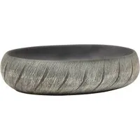 vidaXL Ovales Aufsatzwaschbecken mit Muster - Handgefertigtes Keramik Waschbecken in Schwarz Grau, bietet minimalistische Eleganz und ist langlebig sowie kratzfest. Perfekt für Badezimmer oder Waschzimmer.