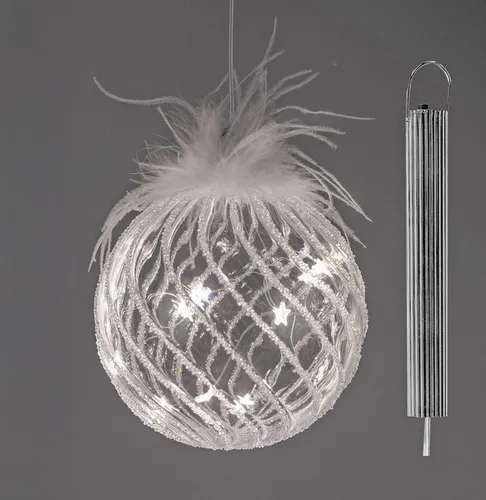 formano LED Dekolicht Weihnachtskugel LED mit Timer Glaskugel 12cm zum Hängen Hängedeko, LED fest integriert