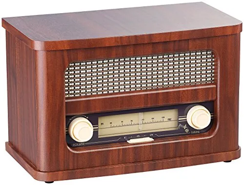 auvisio Nostalgieradio: Nostalgisches Stereo-FM-Radio 12W, Holz, Akku, Bluetooth, USB Ladeport (Retro Radio)