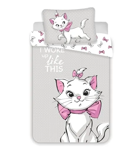 Disney Cat Marie Aristocats Baby Bettwäsche 100 x 135 cm - Bettwäsche-Set für Kleinkinder mit zauberhaftem Marie-Motiv aus Aristocats, aus 100% Baumwolle, weich und atmungsaktiv – perfekt für süße Träume!