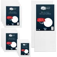 Artina Leinwand Akademie 14er Set - Leinwände für Maler, ideal für Anfänger und Profis, aus 100% Baumwolle, 280g/m², 2-fach weiß vorgrundiert für optimale Farbtrocknung.