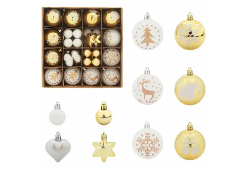 vidaXL Christbaumschmuck Weihnachtskugel-Set 40 pcs Weiß und Gold Kunststoff (40-tlg)