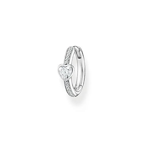 Thomas Sabo Einzel Creole mit Herz und weißen Steinen - Ohrringe für Damen aus 925 Sterling Silber, perfekt kombinierbar mit anderen Schmuckstücken und ein ideales Geschenk für besondere Anlässe.