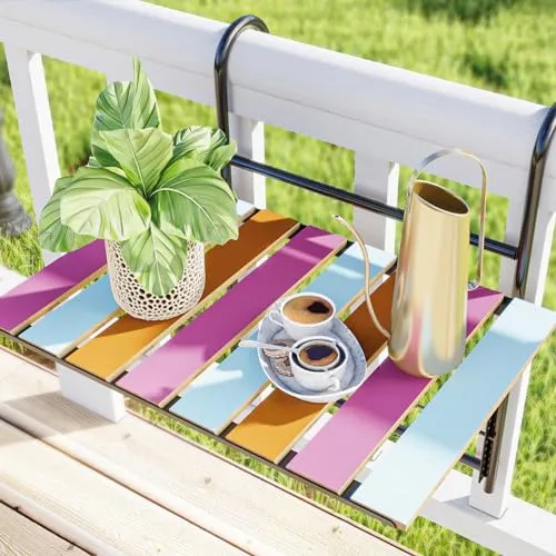 [en.casa] Balkonhängetisch Petäjävesi - Klappbarer Beistelltisch für Balkongeländer - Beistelltisch mit flexiblem Design und platzsparendem Klappmechanismus, ideal für kleine Balkone. Stabile Konstruktion und einfache Montage für eine komfortable Nutzung.