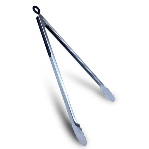 Gardenko Extra Lange Edelstahl Grillzange, Grillbesteck für Gasgrill, Praktische Zange Küche, Küchenzange mit Silikongriffen, 45 cm Lang