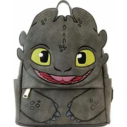 Loungefly Dreamworks Toothless Cosplay Rucksack - Laptop-Rucksack im offiziellen Design von Drachenzähmen leicht gemacht, aus hochwertigem PVC/Kunstleder, mit praktischen Außentaschen und ideal für Fans von Ohnezahn.