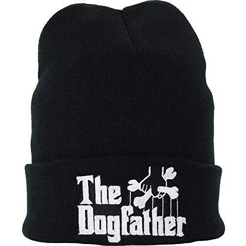 EXPRESS-STICKEREI Haube mit Spruch The Dogfather - Strickmütze - Beanie für Damen und Herren - Warme Wintermütze mit Spruch - Lustige Strickmütze - Unisex Wollmütze