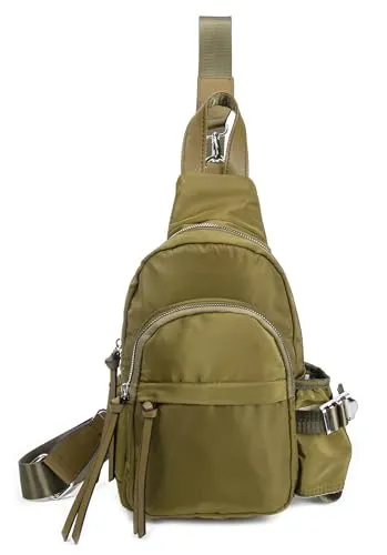 DAMEN HERREN UNISEX TASCHE Brusttasche Crossbody Bodybag Schultertasche Umhängetasche Rucksack Daypack Backpack Crossbag Nylon ultraleicht Sling Bag Crossover Reise Urlaub Freizeit Olivgrün
