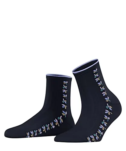 ESPRIT Damen Kurzsocken Structured Leaves W SSO Baumwolle Lyocell gemustert 1 Paar, Blau (Marine 6120), 39-42