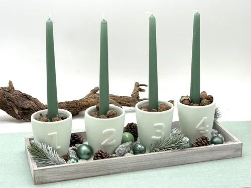 ZauberDeko Spitzkerze Stabkerze Spitzkerze Kerze Salbei Grün Stabkerze Hochzeit Advent 4 Stk