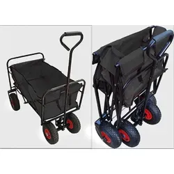 Faltbarer Bollerwagen mit Luftreifen, schwarz